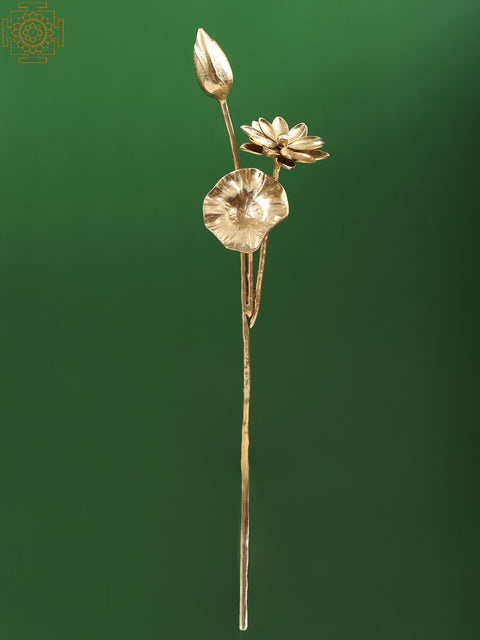 31" Brass Decorative Flower Branch