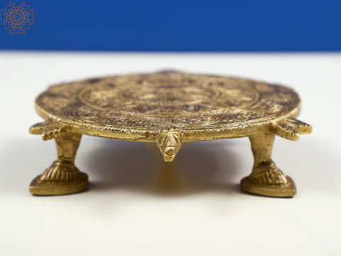 6" Tortoise Ritual Pedestal in Brass | Spiritual Home Decor