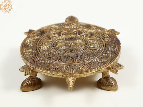6" Tortoise Ritual Pedestal in Brass | Spiritual Home Decor