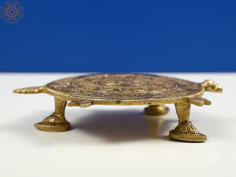6" Tortoise Ritual Pedestal in Brass | Spiritual Home Decor