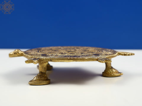6" Tortoise Ritual Pedestal in Brass | Spiritual Home Decor