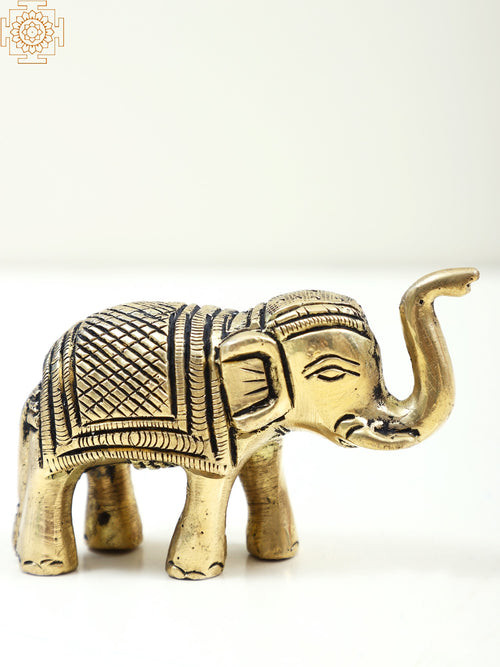3" Small Handmade Brass Elephant Statue for Home Decor