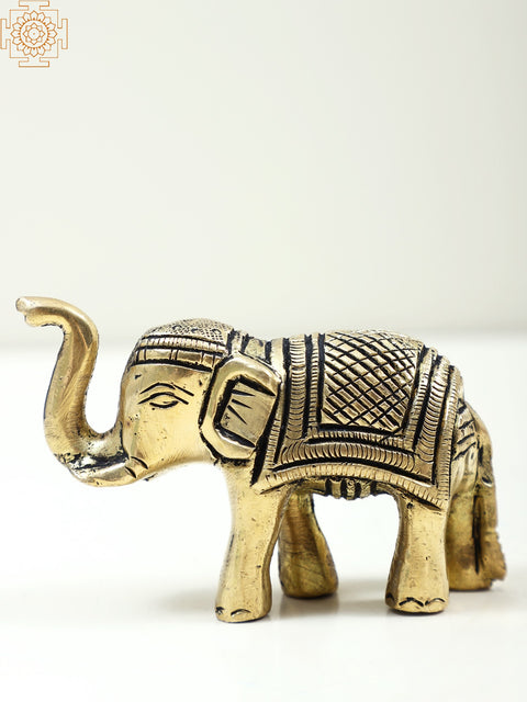 3" Small Brass Elephant Figurine | Handmade