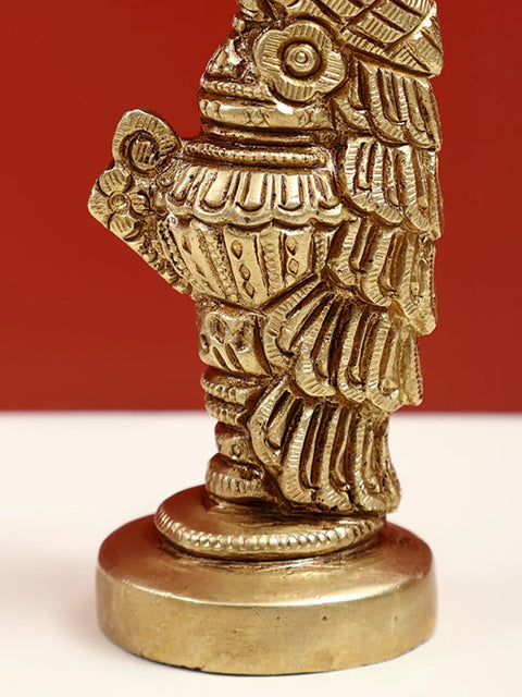 4" Brass Small Peacock atop an Ornate Kalash