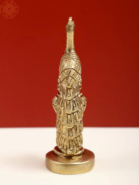 4" Brass Small Peacock atop an Ornate Kalash