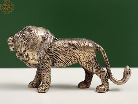 5" Brass Small Lion Figurine | Animal Statue