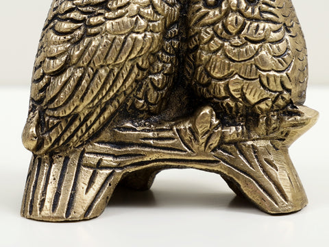 2" Small Brass Owl with Baby Owl