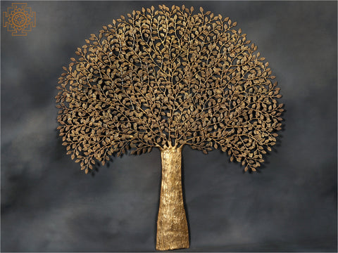 46" Beautiful Tree Wall Hanging In Brass | Home Decor