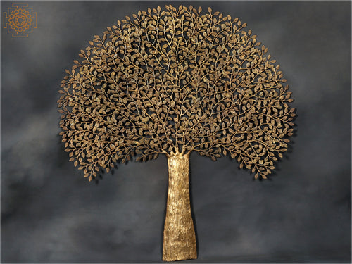 46" Brass Tree Wall Hanging for Home Decor
