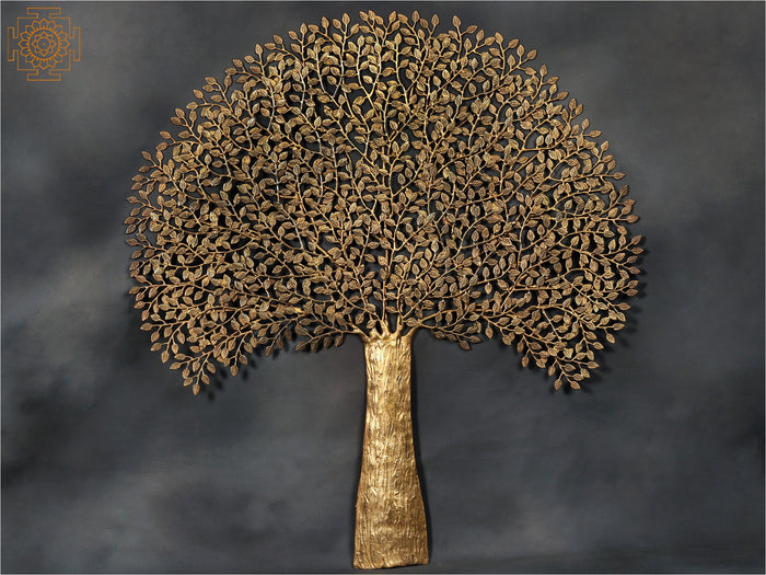 46" Brass Tree Wall Hanging for Home Decor