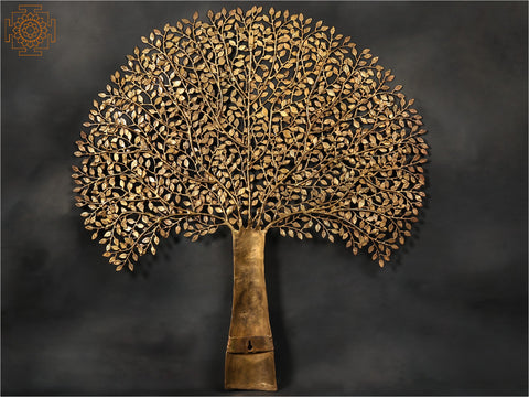 46" Beautiful Tree Wall Hanging In Brass | Home Decor