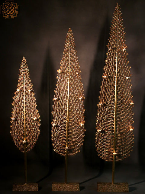 78" Brass Christmas Tree With Candle Holder