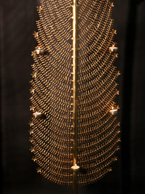 78" Brass Christmas Tree With Candle Holder
