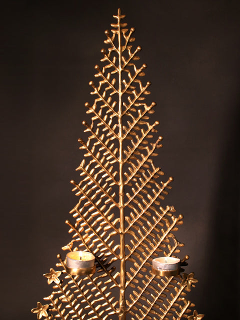78" Brass Christmas Tree With Candle Holder