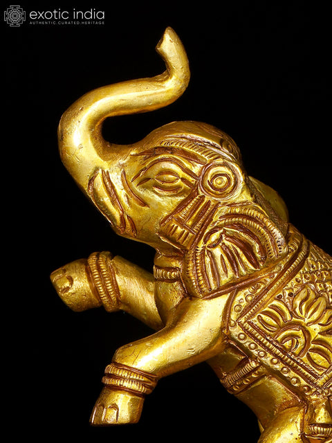 Small Jumping Elephant in Brass