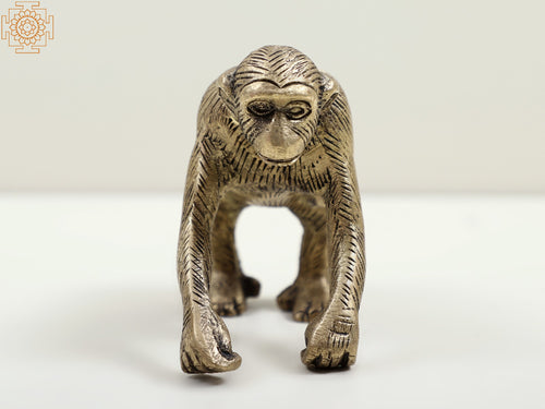 3" Brass Chimpanzee Statue Home Decor