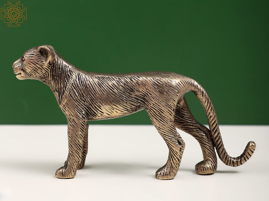 4" Brass Leopard Figurine for Home Decor