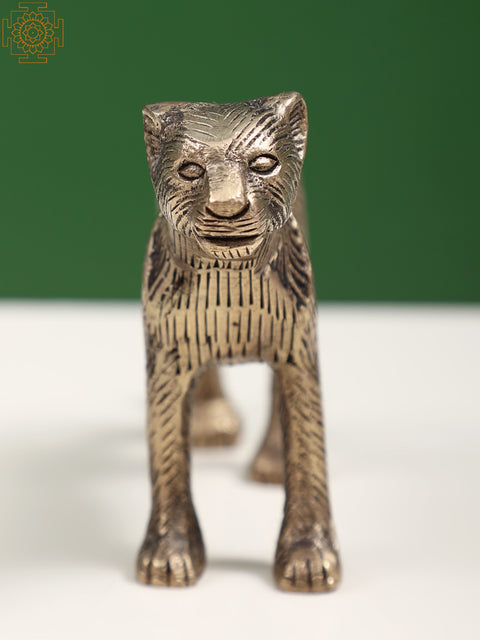 4" Brass Small Leopard Figurine | Animal Statues