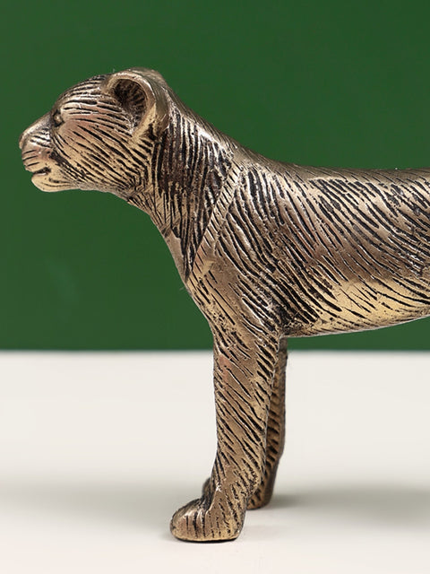 4" Brass Small Leopard Figurine | Animal Statues