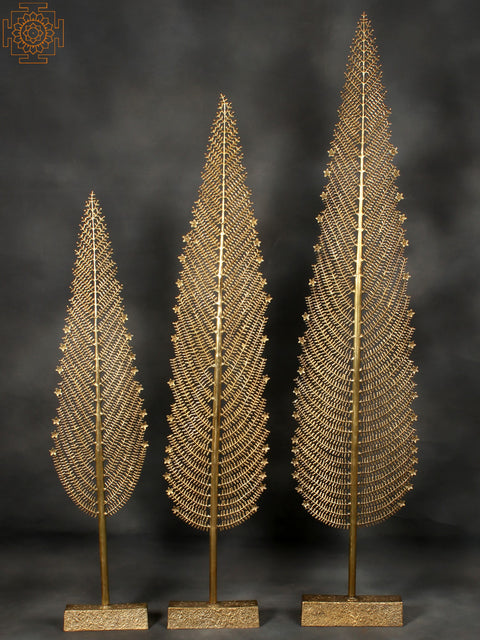 Set of Three Brass Trees