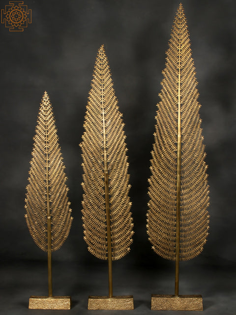 Set of Three Brass Trees