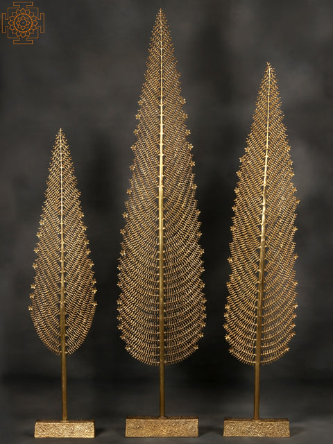 Set of Three Brass Trees