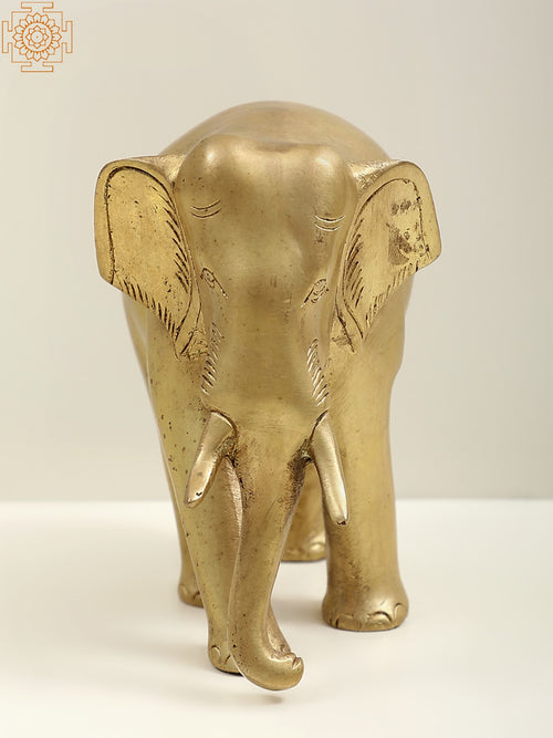 6" Small Brass Elephant Statue for Home Decor