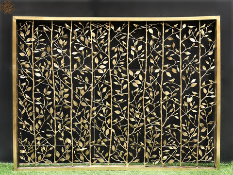 60" Leaf Beil Grill Board With Bird (Jali) In Brass