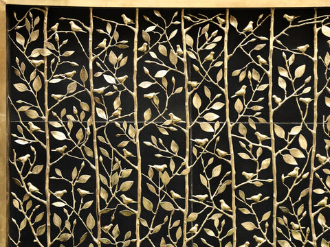 60" Leaf Beil Grill Board With Bird (Jali) In Brass