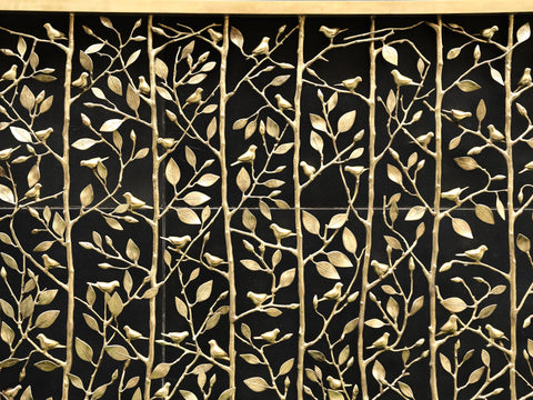 60" Leaf Beil Grill Board With Bird (Jali) In Brass