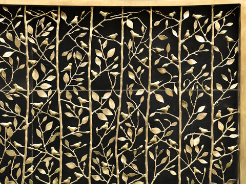 60" Leaf Beil Grill Board With Bird (Jali) In Brass