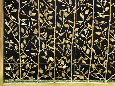 60" Leaf Beil Grill Board With Bird (Jali) In Brass