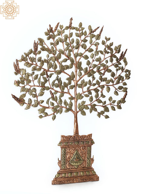 44" Beautiful Tulsi Tree Wall Hanging In Brass