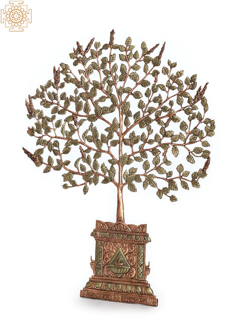 44" Beautiful Tulsi Tree Wall Hanging In Brass