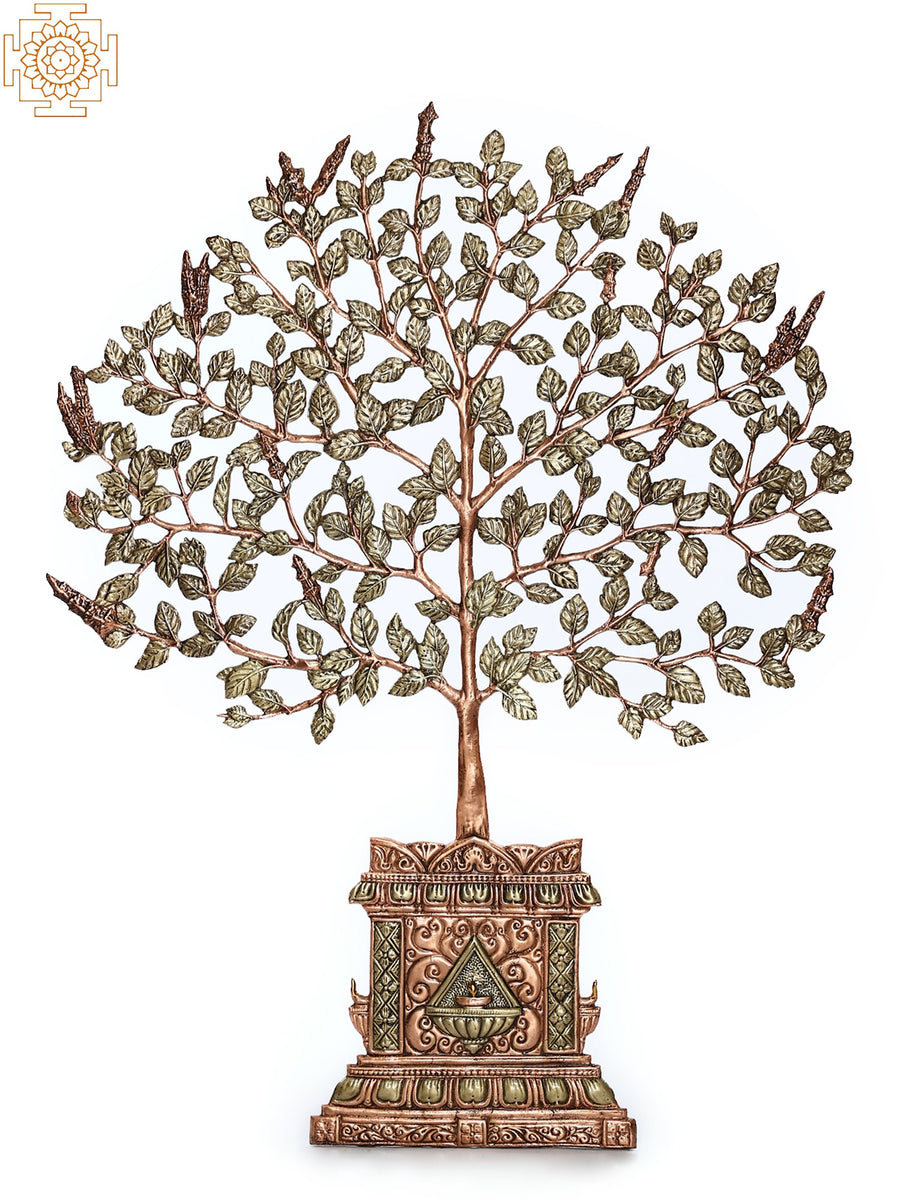 44" Tulsi Tree Brass Wall Hanging for Home Decor