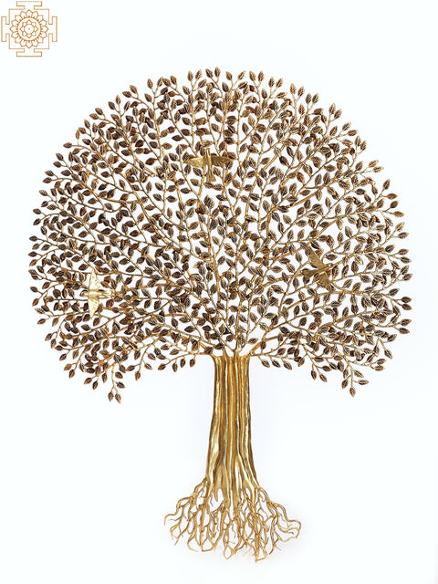 46" Brass Tree of Life With Perched Birds Wall Hanging