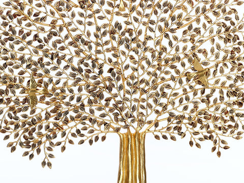 46" Brass Tree of Life With Perched Birds Wall Hanging