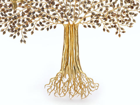46" Brass Tree of Life With Perched Birds Wall Hanging
