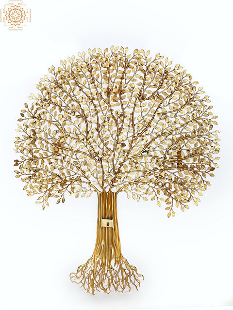 46" Brass Tree of Life With Perched Birds Wall Hanging