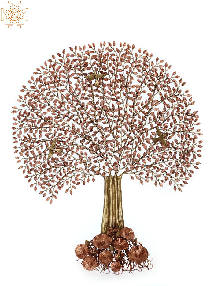 46" Gold Plated Brass Tree of Life Wall Hanging Home Decor