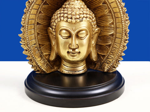 11" Double Face Buddha with Candle Holder on Wooden Base