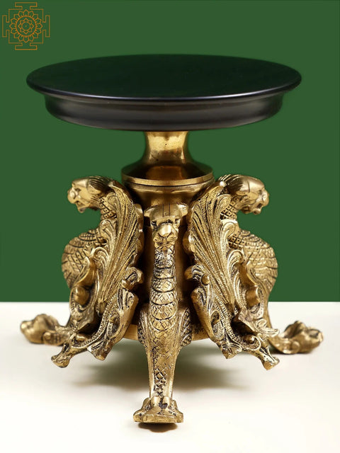 7" Wooden and Brass Dragon Candle Stand