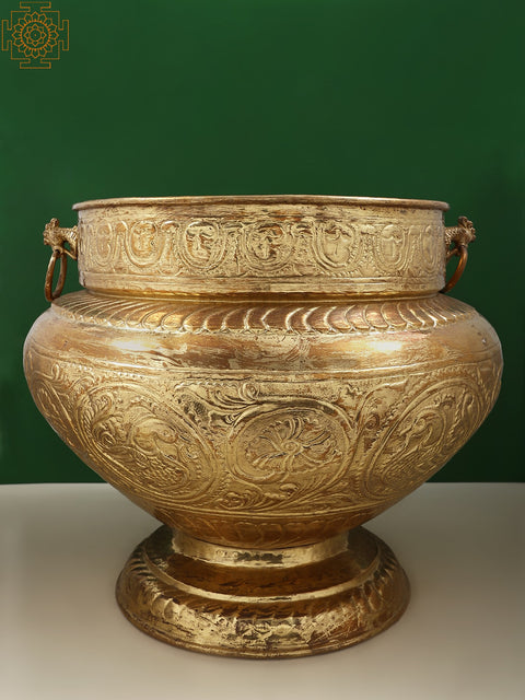 19" Copper and Brass Traditional Flower Pot