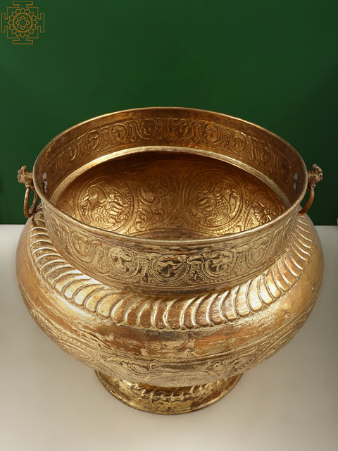 19" Copper and Brass Traditional Flower Pot