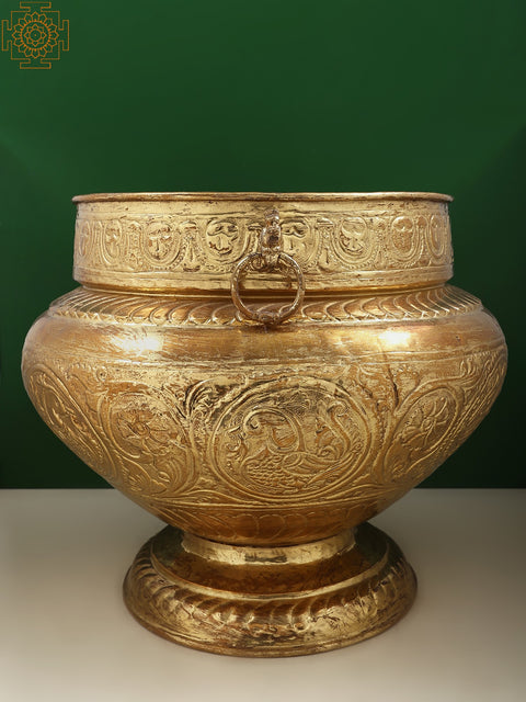 19" Copper and Brass Traditional Flower Pot