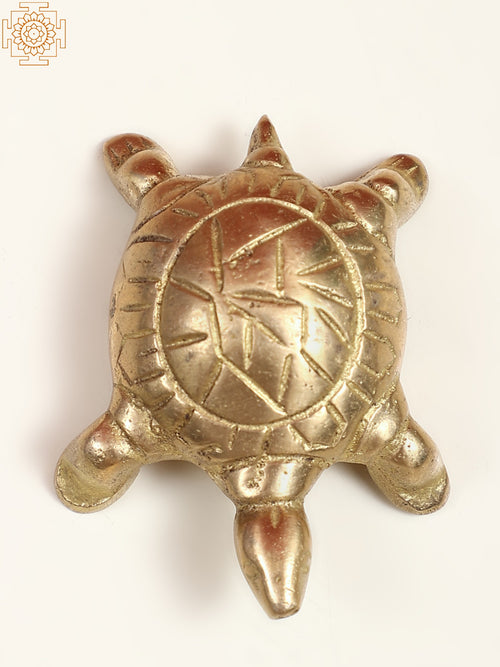 2" Brass Vastu Tortoise Statue for Home Prosperity
