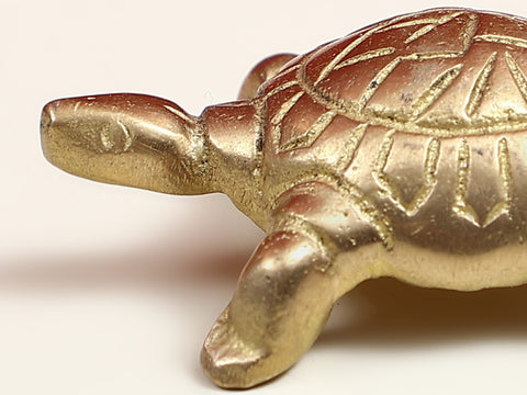 2" Golden-shaded Glittering Small Brass Vastu Tortoise
