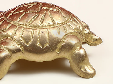 2" Golden-shaded Glittering Small Brass Vastu Tortoise