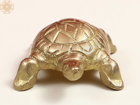 2" Golden-shaded Glittering Small Brass Vastu Tortoise