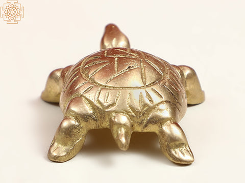 2" Golden-shaded Glittering Small Brass Vastu Tortoise